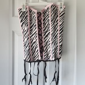 Zebra Print and Pink Lace Reversible Corset
